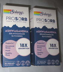 LOT Of 2 SOLARAY PROSORB ASHWAGANDHA 18x Absorption– 30 VegCaps Each~Exp 6/2026
