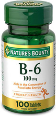 Nature’s Bounty Vitamin B6 100mg Nervous System & Energy Support 100 Tablets
