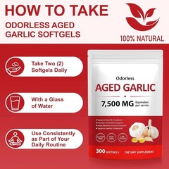 Odorless Garlic 7500Mg per Servings, 300 Softgels | 2 Years Aged Garlic Extra…