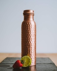 Kosdeg Copper Water Bottle – 34 Oz Extra Large – A Hammered 34 Ounces,