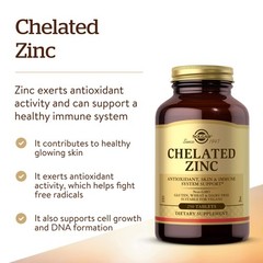 Solgar Chelated Zinc, 250 Tablets – 250 Count (Pack of 1), Standard Packaging