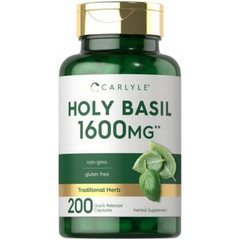 Holy Basil Capsules 1600mg | 200 Count | Leaf Extract Supplement | by Carlyle