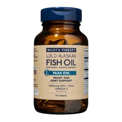 Wiley’s Finest Wild Alaskan Fish Oil Peak EPA – 60 Count (Pack of 1), Yellow
