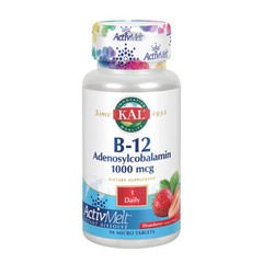 KAL B-12 Adenosylcobalamin Activmelt, Strawberry, White, 90 Count