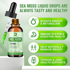 Natural Sea Moss Liquid Drops with Bladderwrack Support Thyroid Support,Blacksee