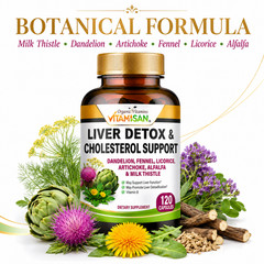 Liver Cleanse & Detox Support Supplement 1600mg with 120 caps + Milk Thistle