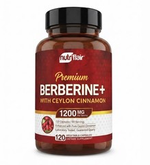 NutriFlair Premium Berberine + Ceylon Cinnamon 1200mg, 120 Vegetable Capsules