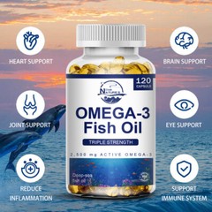 3600mg Omega 3 Fish Oil Capsules 3x Strength EPA & DHA, Highest Potency 120Caps