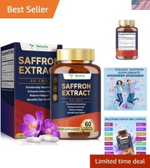 Organic Saffron Supplements with Prebiotic Fiber | 60 Caps, 88.5mg Per Serving