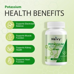 Heivy Potassium Citrate 99mg, 240 Capsules – Vegan, 240 Count (Pack of 1)