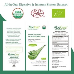 AloeCure USDA Organic Aloe Vera Juice Made 16.7 Fl Oz (Pack of 1), White