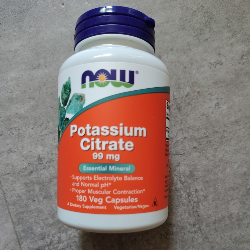NOW Foods Supplements, Potassium Citrate 99 mg, 180 veg Capsules Exp. 04/29