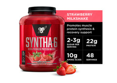 BSN Syntha-6 Protein Powder, Strawberry Milkshake, 5 lb