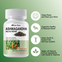 Organic Ashwagandha 5000MG Capsules Strong Stress & Adrenal Support 60 Capsules