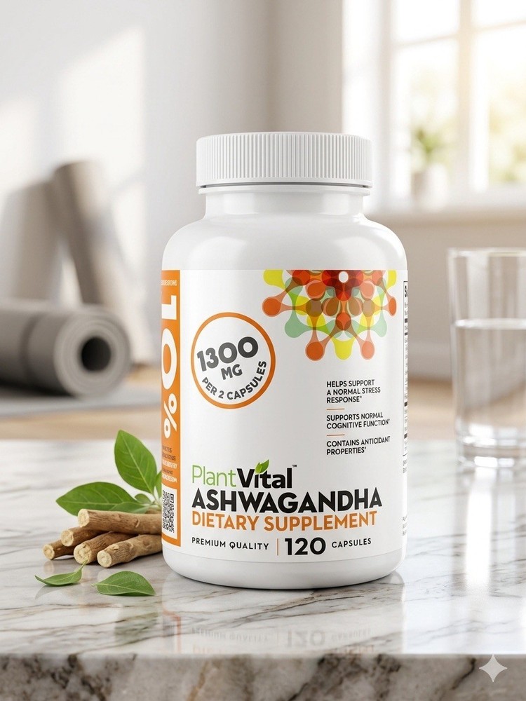 Lot of 3-Plantvital ASHWAGANDHA 1300 mg -w/ Black Pepper. EXP 9/27