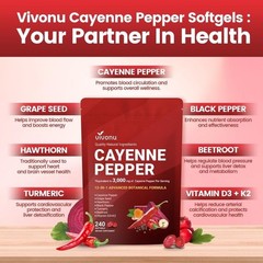 2 Bags 14 in 1 Cayenne Pepper Softgels Hawthorn Turmeric Herbal 480 Count