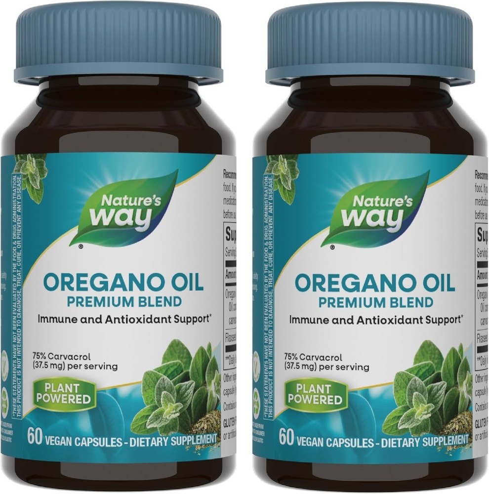 2x Nature’s Way Oregano Oil. 60 Vegan Capsules Each. exp. 2/28/27