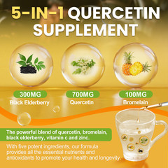 Vegan Quercetin Liquid Drops with Zinc, Bromelain-Immunity Respiratory Wellness