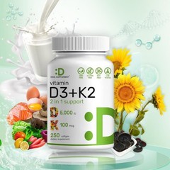 Deal Supplement Vitamin D3 K2 MK7 Softgels 5000IU 100mcgBone Immune