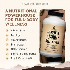 Grass Fed Beef Liver 180 Capsules Vibrant Skin Support Energy Detox Digestion