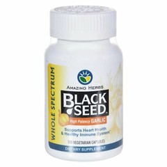 Amazing Herbs Black Seed & Garlic High Potency Dietary Supplement 100 Capsules
