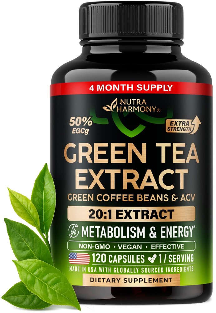 Green Tea Extract – 50% EGCG, Extra Strength 20:1 120 Count (Pack of 1)