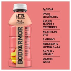 BODYARMOR LYTE, Peach Mango, Electrolyte 16 Ounce (Pack of 12), No color