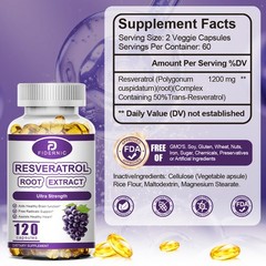 Resveratrol 1200mg High Abosorption Natural Anti Antioxidant ，Overall Wellness