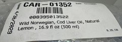 Carlson Wild Norwegian Cod Liver Oil Natural Lemon 16.9 fl oz 500 ml Exp 4/30/29