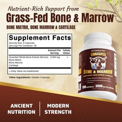 Vitamatic Grass-Fed Beef Bone & Marrow – Freeze-Dried, Non-GMO- 180 Caps