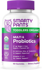 SmartyPants Organic Toddler Multivitamin Gummies Probiotics, Omega 3 60 Ct. 7/26