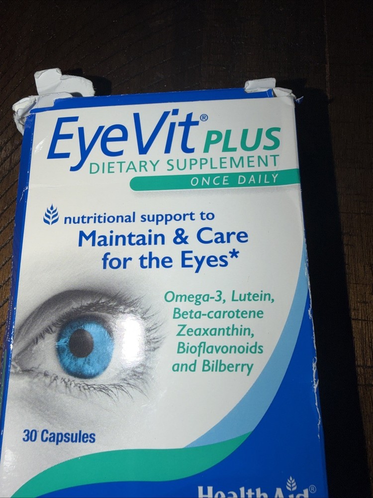HealthAid Eye Vit Plus, Nutritional Vision Support, 30 Capsules Box Lil Damage