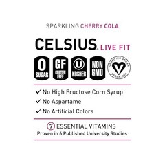 CELSIUS Sparkling Cherry Cola, Sugar Free Energy Drink, 12 Fl Oz (Pack of 12)