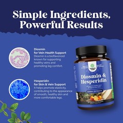 Diosmin Hesperidin 1000mg Complex for Vein Support – Vegan, Non-GMO, Gluten-Free