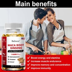Maca+Ginseng Highest Potency11,400 Mg Supports Sexual Desire and Endurance-60 CT