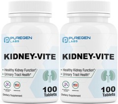 Puregen Kidney-Vite | Premier Kidney, Renal Support 100 Vegetarian Tabs 2 Pack