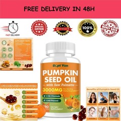 Pumpkin Seed Oil with Saw Palmetto 3000mg, 180 Softgels, Non-GMO