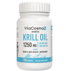 Viva Naturals Krill Oil, Omega 3 with EPA DHA and Astaxanthin 120 Capsules 1250m