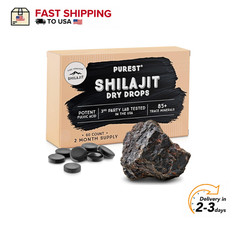 Pure Himalayan Shilajit Dry Drops 60ct – 85+ Trace Minerals & Fulvic Acid – 12g