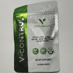 VitalHealth V-Control Spirulina Lemon Balm Mexican Hawthorn 60 Capsules Vegan