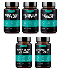 Magnesium Citrate 400mg 5X180 Caps Vegetarian/Gluten Free/Non-GMO Phi