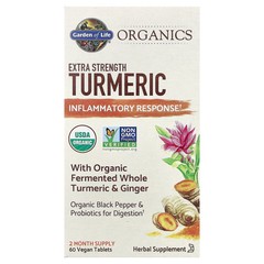2 X Garden of Life, Organics, Turmeric, Inflammatory Response, 60 Vegan Tablets