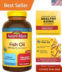 Omega-3 Fish Oil Softgels 1000mg, 250 Count – Mercury Purified, Trusted Quality