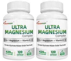 2-Packs Magnesium Complex 5-in-1 with B6 – 420mg (5 Mg Forms + Vitamin B6)