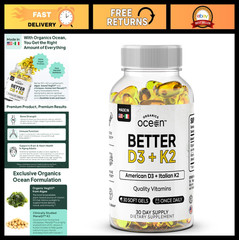Organic Vitamin D3 & K2 Supplements – 100% Natural, Supports Bone Health & Immun