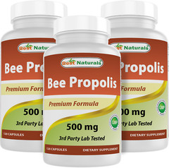 3 Pack Best Naturals Bee Propolis 500 mg 120 Capsules