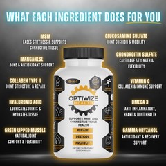 OptiWize 10-N-1 Joint Support 320 Count (Pack of 1), White, Yellow, & Black