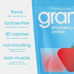 Gramms Strawberry Acai Clear Whey Isolate, 20g Protein, 0 Sugar Grass-Fed Powde