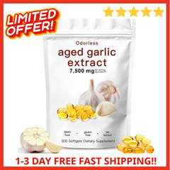 Odorless Garlic 7500mg Per Servings, 300 Softgels | 2 Years Aged Garlic Extra…