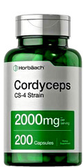 Cordyceps Sinensis Capsules 2000mg | 200 Ct | Mushroom Supplement | by Horbaach